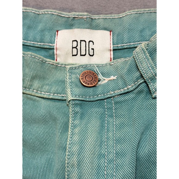 BDG Teal Distressed Carpenter Denim Shorts Raw Hem Women Grunge Hipster - Picture 6 of 8